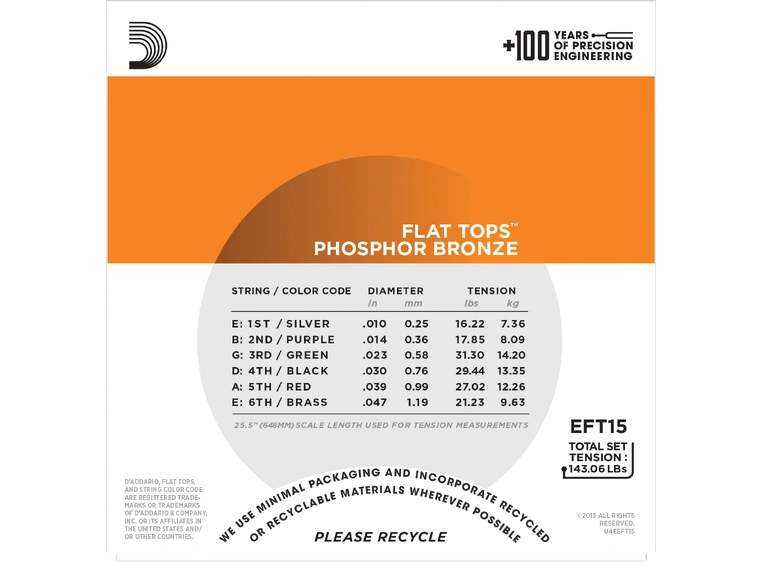 D'Addario EFT15 Phos.Bronze. Flat Top (010-047) 